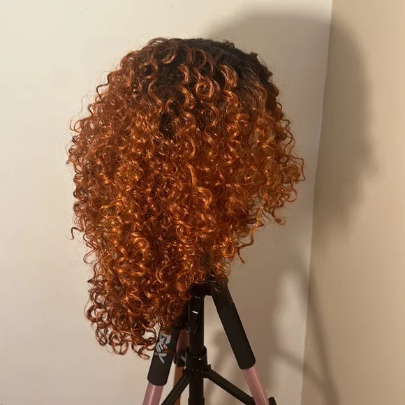 Burgundy long curly wig